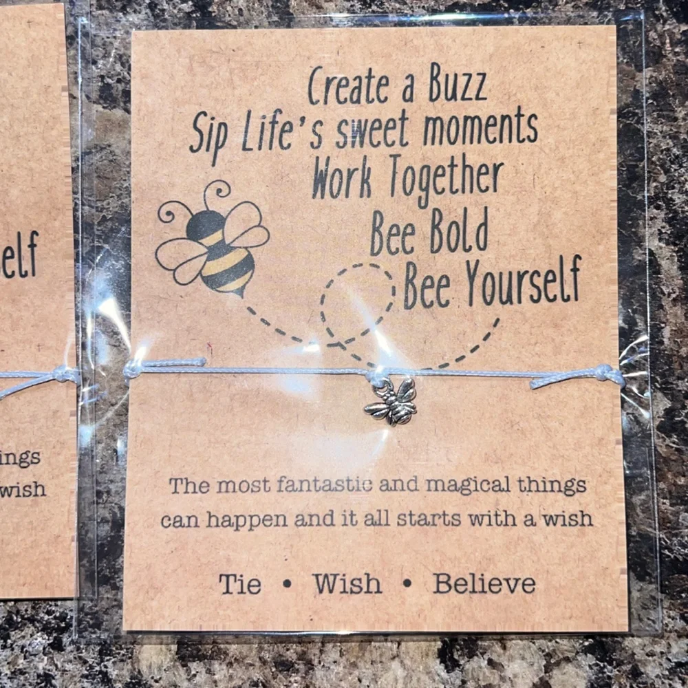 $2 🐝MAKE A WISH CARD BRACELET🐝NEW🐝 $2 WITH ANY $10 ORDER OR MORE - Picture 2 of 5